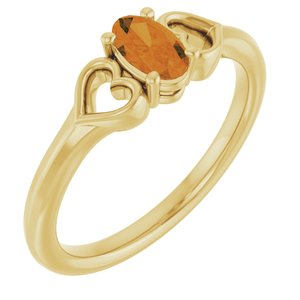 14K Yellow Gold Natural Citrine Youth Heart Ring