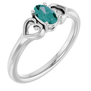 Sterling Silver Lab-Grown Alexandrite Youth Heart Ring
