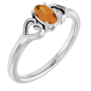 Platinum Natural Citrine Youth Heart Ring