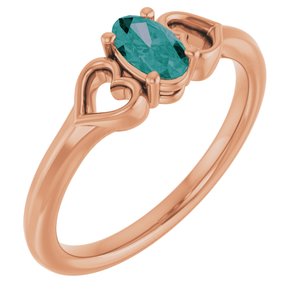 14K Rose Gold Lab-Grown Alexandrite Youth Heart Ring