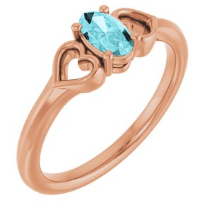 14K Rose Gold Natural Blue Zircon Youth Heart Ring
