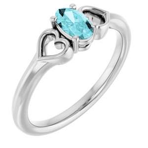 Sterling Silver Imitation Blue Zircon Youth Heart Ring