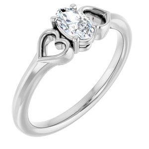 14K White Gold Natural White Sapphire Youth Heart Ring