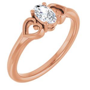 14K Rose Gold Natural White Sapphire Youth Heart Ring