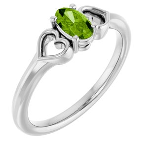 Sterling Silver Natural Peridot Youth Heart Ring
