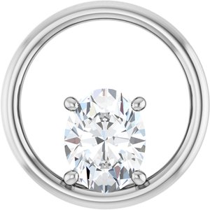 14K X1 White Gold  9x7 mm Oval Pendant Mounting