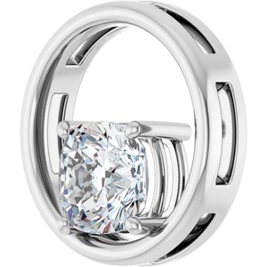 14K White Gold  8 mm Cushion Pendant Mounting – image 3