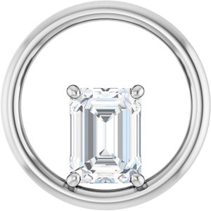 14K White Gold  8x6 mm Emerald Pendant Mounting