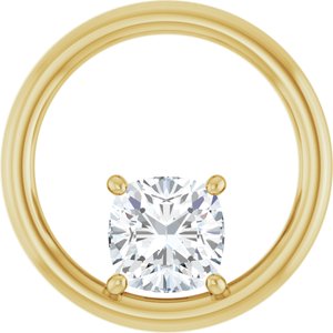 18K Yellow Gold  6 mm Cushion Pendant Mounting