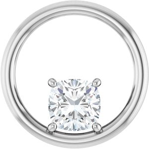 14K White Gold  6 mm Cushion Pendant Mounting