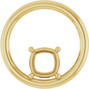 18K Yellow Gold  6 mm Cushion Pendant Mounting – image 2