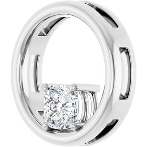 14K White Gold  5 mm Cushion Pendant Mounting – image 3