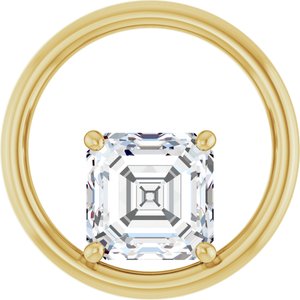 14K Yellow Gold  8 mm Asscher Pendant Mounting