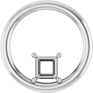 18K White Gold  4 mm Square Pendant Mounting – image 2