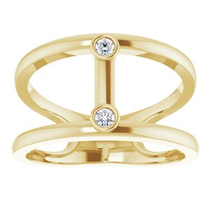 14K Yellow Gold .06 CTW Natural Diamond Two-Stone Negative Space Ring