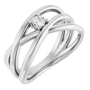 Sterling Silver 1/8 CT Natural Diamond Negative Space Ring