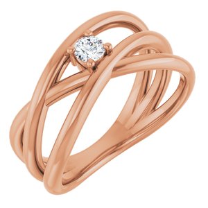 14K Rose Gold 1/8 CT Natural Diamond Negative Space Ring