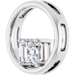 10K White Gold  6 mm Asscher Pendant Mounting – image 3
