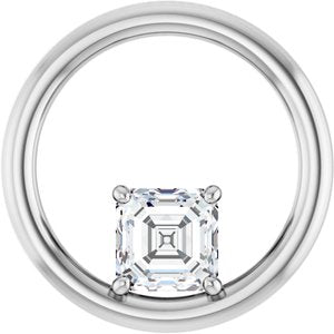 14K White Gold  5 mm Asscher Pendant Mounting