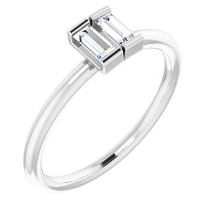 14K White Gold 1/4 CTW Natural Diamond Two-Stone Ring
