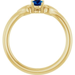 14K Yellow Gold Lab-Grown Blue Sapphire Youth Heart Ring