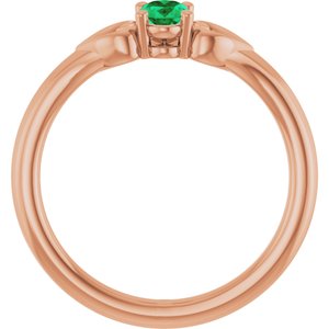 14K Rose Gold Natural Emerald Youth Heart Ring