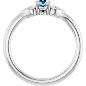 Platinum Natural Aquamarine Youth Heart Ring