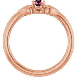 14K Rose Gold Natural Pink Tourmaline Youth Heart Ring