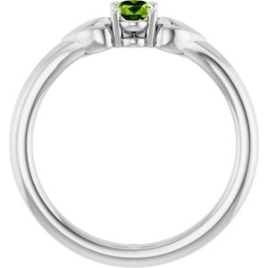 14K White Gold Natural Peridot Youth Heart Ring