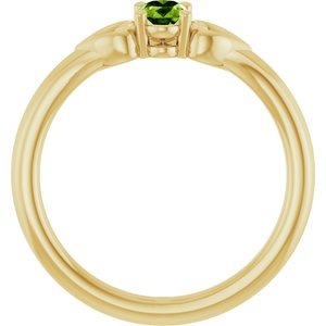 14K Yellow Gold Natural Peridot Youth Heart Ring