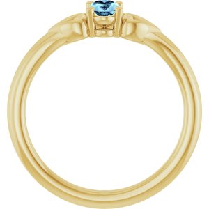 14K Yellow Gold Natural Aquamarine Youth Heart Ring