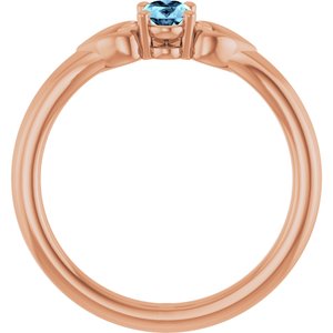 14K Rose Gold Natural Aquamarine Youth Heart Ring