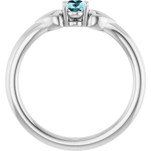 14K White Gold Natural Blue Zircon Youth Heart Ring