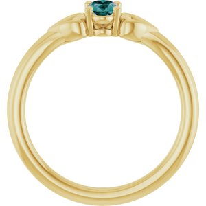 14K Yellow Gold Lab-Grown Alexandrite Youth Heart Ring