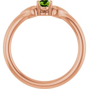 14K Rose Gold Natural Peridot Youth Heart Ring