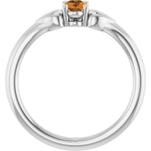14K White Gold Natural Citrine Youth Heart Ring