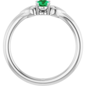 Platinum Natural Emerald Youth Heart Ring