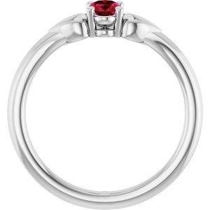 Sterling Silver Imitation Ruby Youth Heart Ring