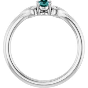 14K White Gold Lab-Grown Alexandrite Youth Heart Ring