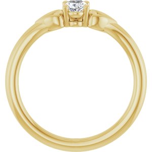 14K Yellow Gold Natural White Sapphire Youth Heart Ring
