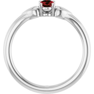 14K White Gold Natural Mozambique Garnet Youth Heart Ring