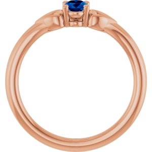 14K Rose Gold Natural Blue Sapphire Youth Heart Ring