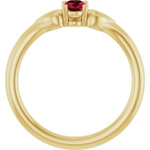 14K Yellow Gold Natural Ruby Youth Heart Ring