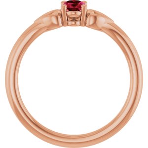 14K Rose Gold Lab-Grown Ruby Youth Heart Ring