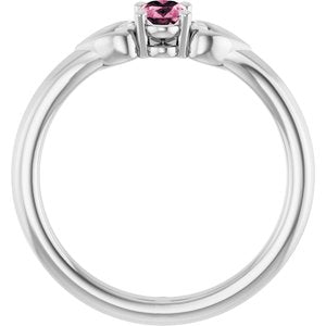 Sterling Silver Imitation Pink Tourmaline Youth Heart Ring