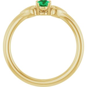 14K Yellow Gold Lab-Grown Emerald Youth Heart Ring