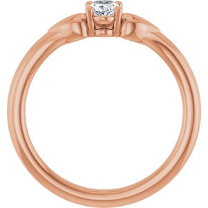14K Rose Gold Natural White Sapphire Youth Heart Ring
