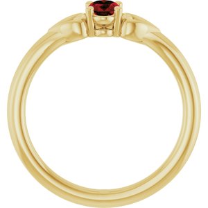 14K Yellow Gold Natural Mozambique Garnet Youth Heart Ring