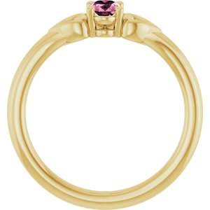 14K Yellow Gold Natural Pink Tourmaline Youth Heart Ring