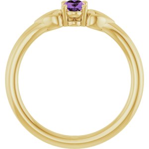 14K Yellow Gold Natural Amethyst Youth Heart Ring